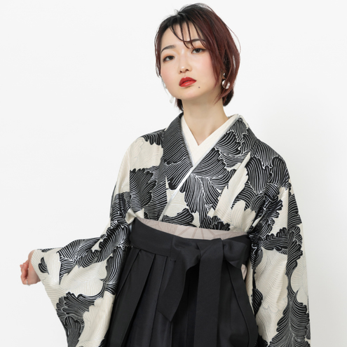 【MAselect】大ぼたん/モノクロ（袴：黒）