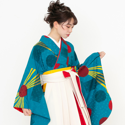 再生/青（袴：アコーディオン／白×赤）