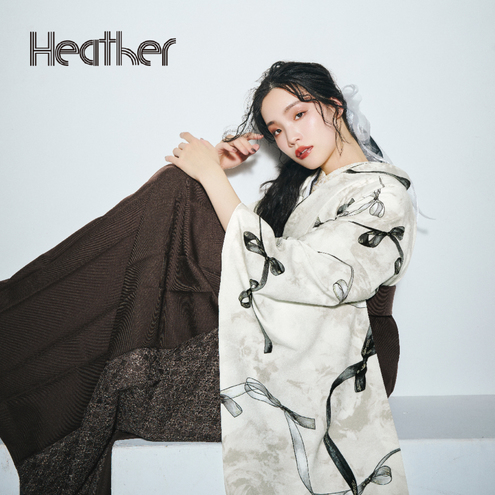 リボン/オフ【Heather】（袴：レース切替え/ブラウン)