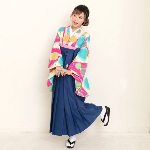 水玉/ピンク【earth music&ecology】（袴：2way袴／花紺）