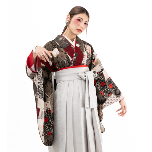 タンポポ/赤（袴：ツイード/アイボリー）