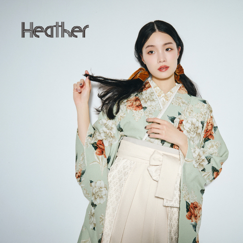 椿/ミントグリーン【Heather】（袴：レース切替え/オフ)