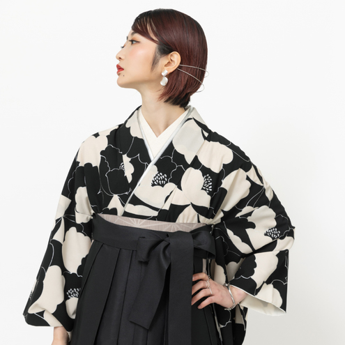 【MAselect】ぼたんづくし/モノクロ（袴：黒）